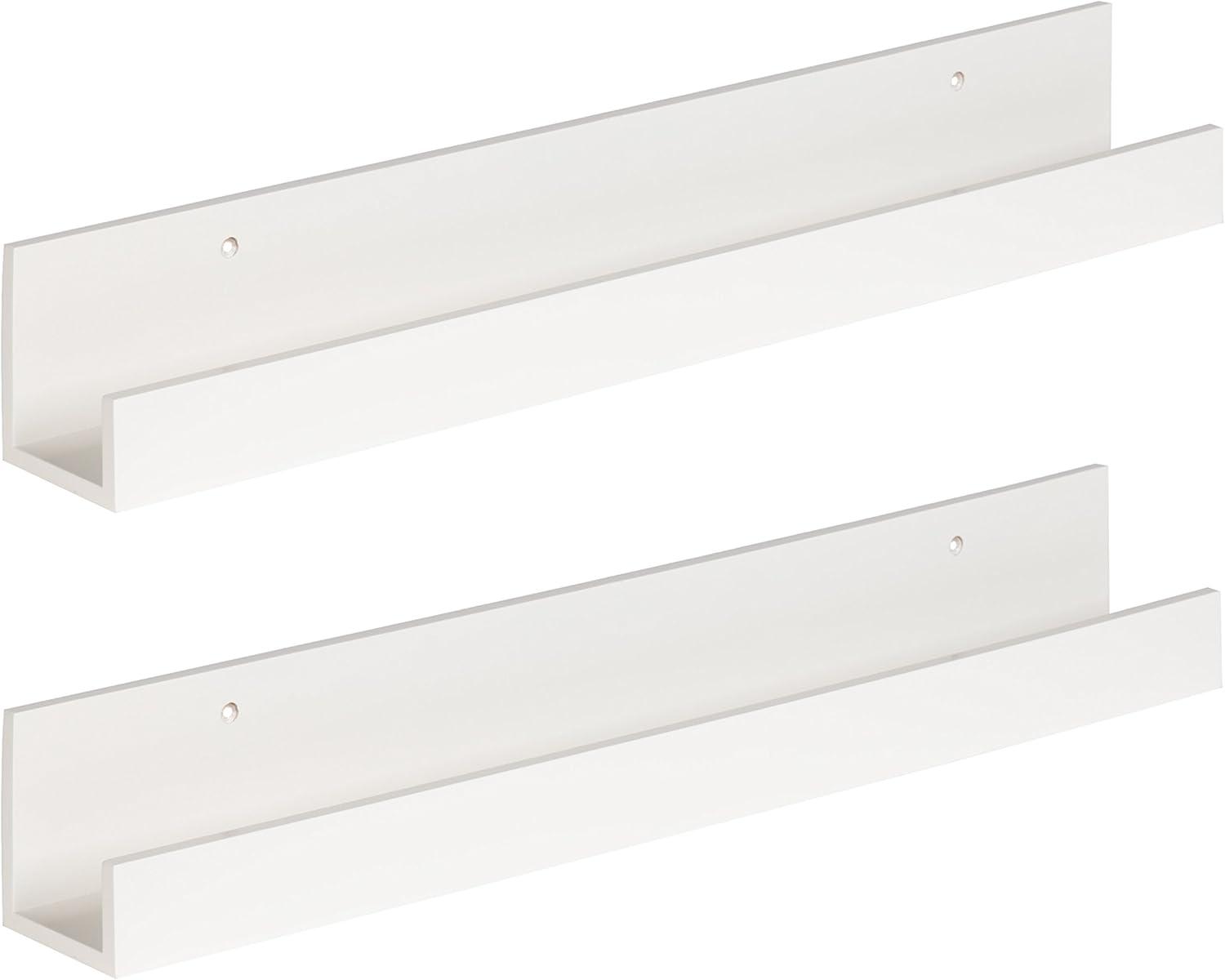 Kate and Laurel Rectangle Floating Shelves, 25.21" x 5.81", White