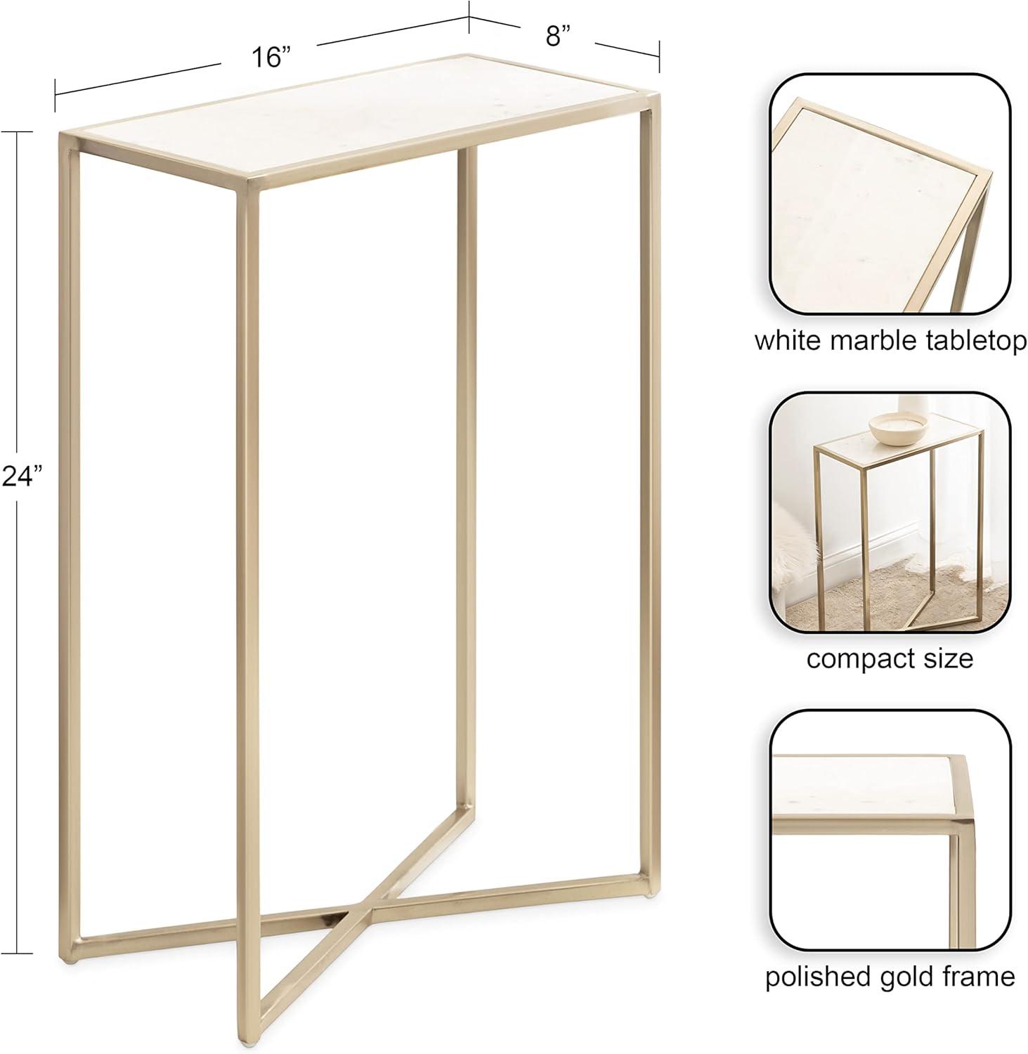 Kate and Laurel Jaspur Square Metal Drink Table, 7x7x21, Gold and White