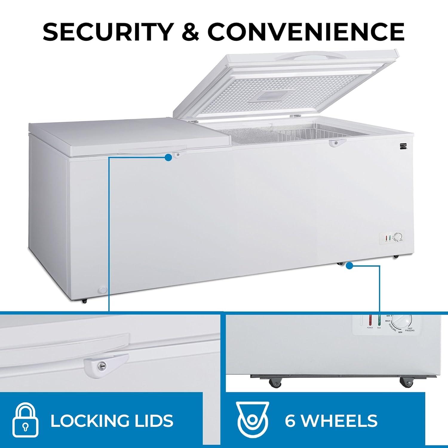 79.13 in. 21 cu. ft. Convertible Freezer, Manual Defrost Chest Freezer with Dual Lids, Garage Ready in White