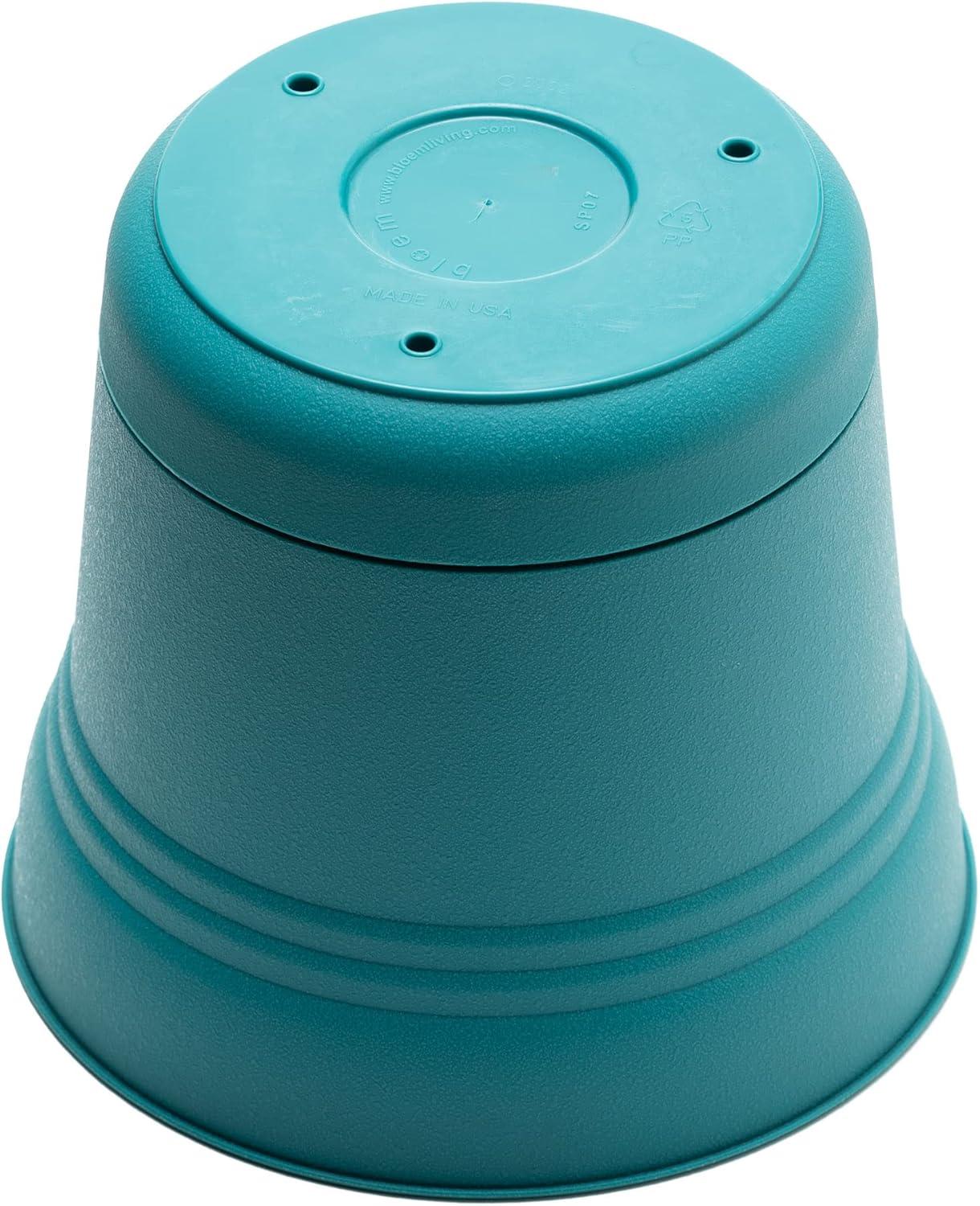 Bermuda Teal Saturn 12" Polypropylene Planter with Saucer