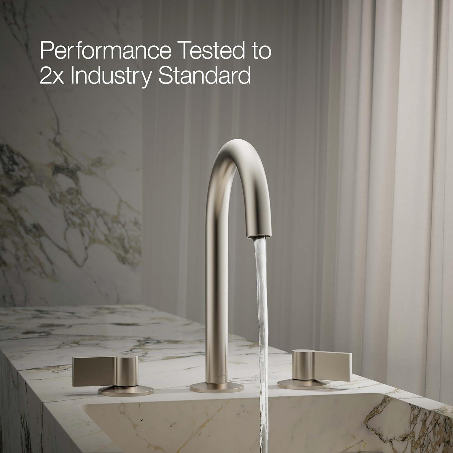 Vibrant Brushed Nickel Modern Bathroom Sink Spout 26.81"