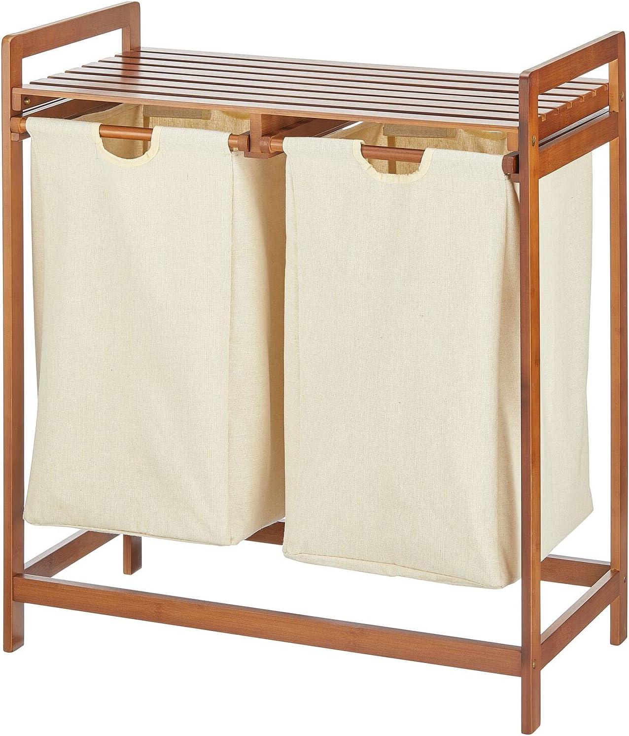 mDesign Versatile Dual Compartments Laundry Hampers, Vintage