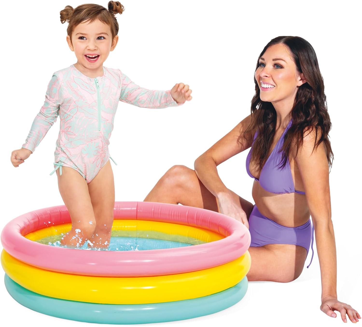 Intex 58924EP 34in x 10in Sunset Glow Soft Inflatable Baby Swimming Pool