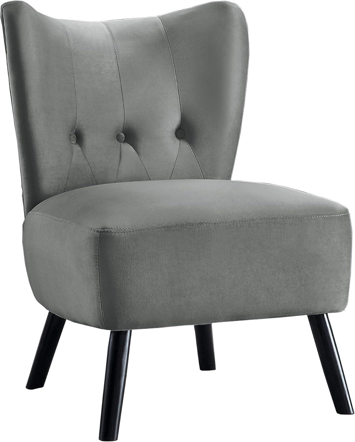 Lexicon Imani Solid Wood and Velvet Upholstered Accent Chair in Gray