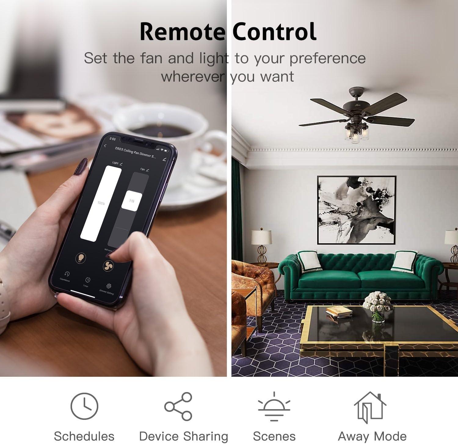 Smart White Ceiling Fan and Light Dimmer Switch