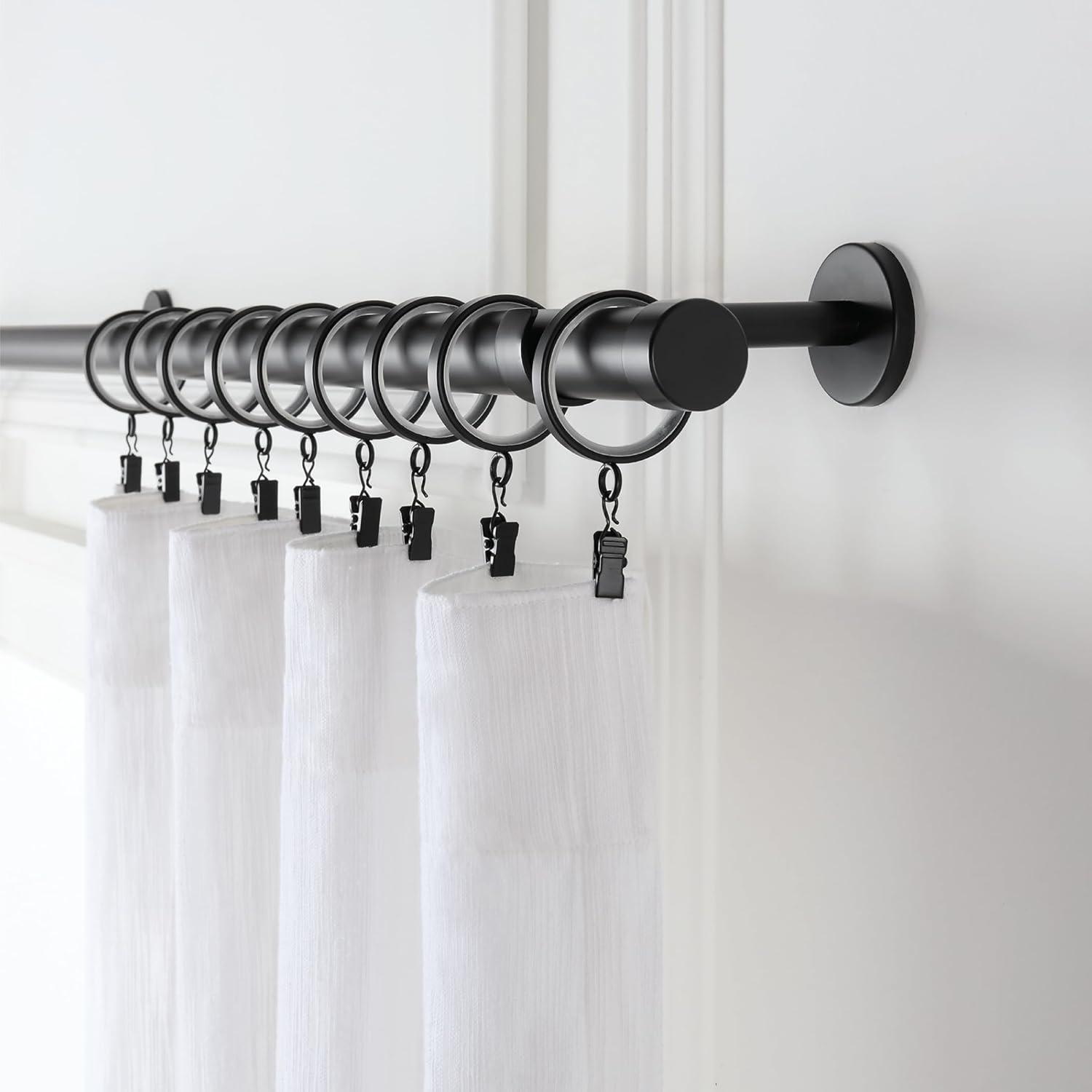 Cambria® Designer Series - Premium 4.5 foot Custom Curtain Rod - 1-1/8 inch Large Diameter - Non-Adjustable for a Seamless Look - Premium Designer Brackets and End Caps - Satin Black Finish