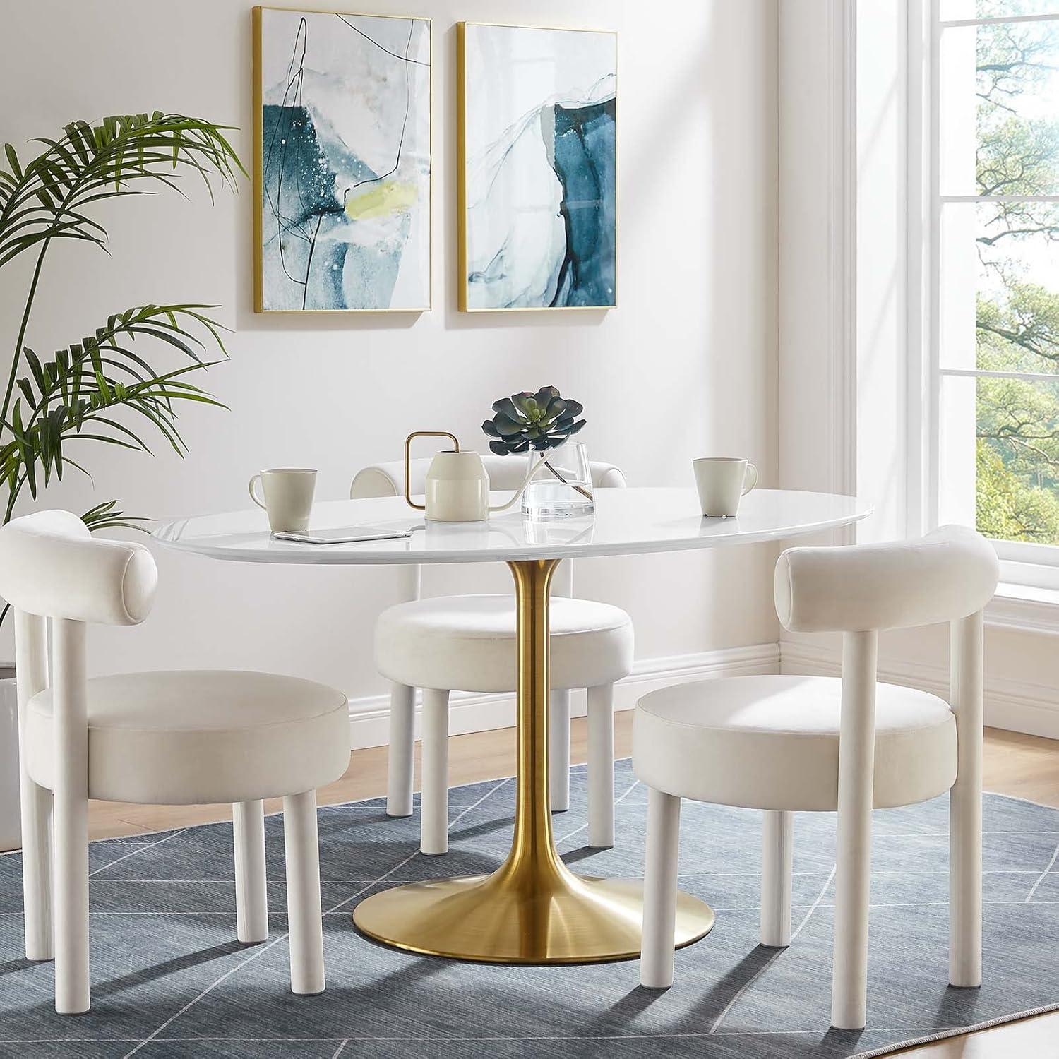 Modway Lippa 60 Oval Wood Dining Table - Gold White