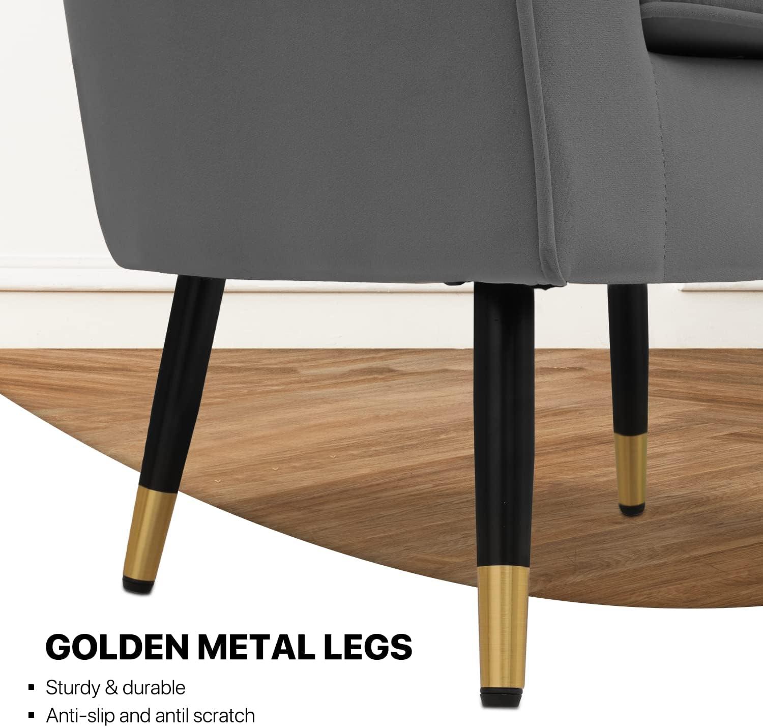 MoNiBloom Modern Armchair Chair Reading Chair Barrel Arm Chair with Cushion and Upholstered Seat Comfy Single Sofa Accent Chair for Living Room Bedroom, Grey