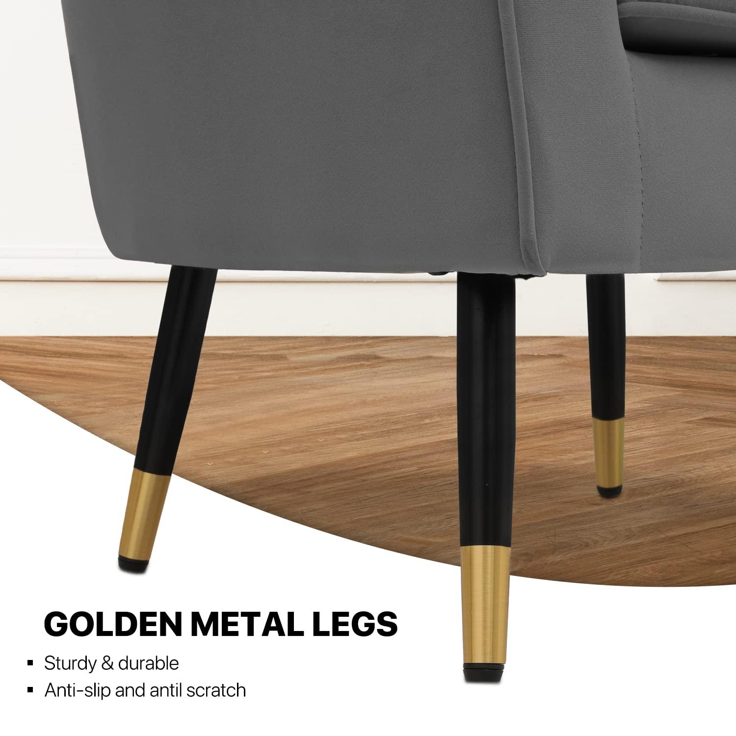 MoNiBloom Modern Armchair Chair Reading Chair Barrel Arm Chair with Cushion and Upholstered Seat Comfy Single Sofa Accent Chair for Living Room Bedroom, Grey