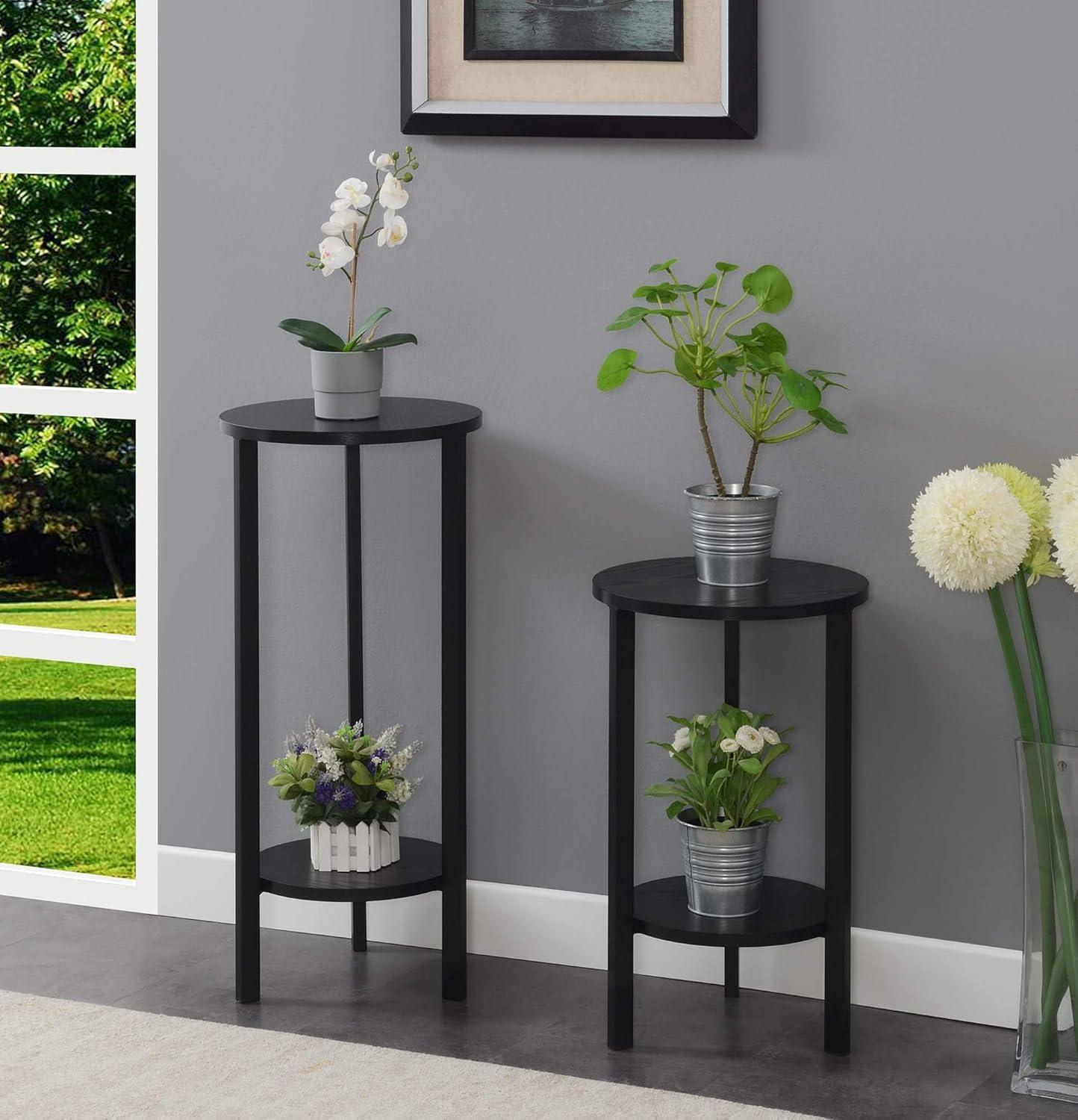 Convenience Concepts Graystone 31-inch 2 Tier Plant Stand, Black/Black