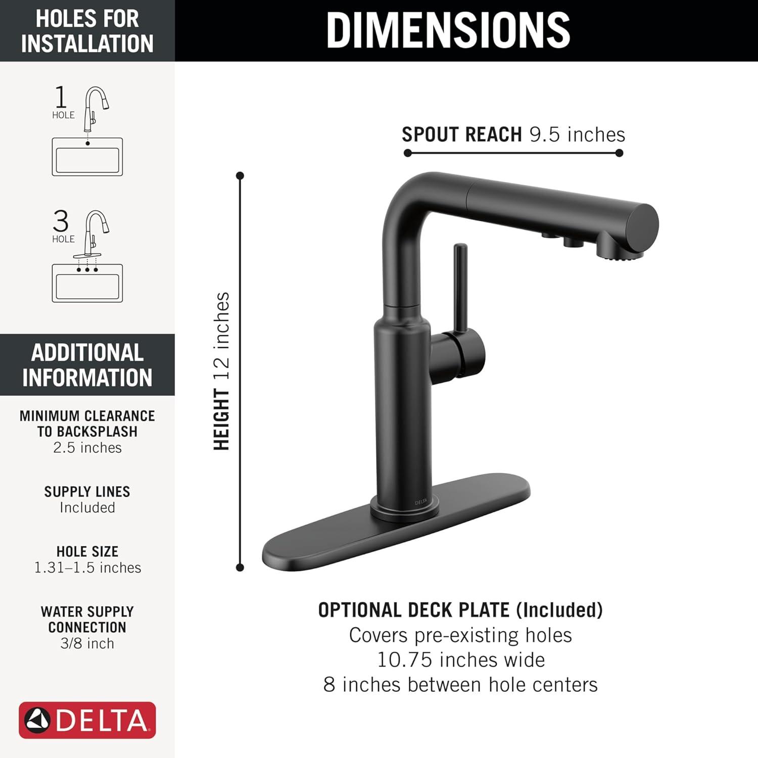 Daneri Matte Black Pull-Out Kitchen Faucet with Magnetic Docking