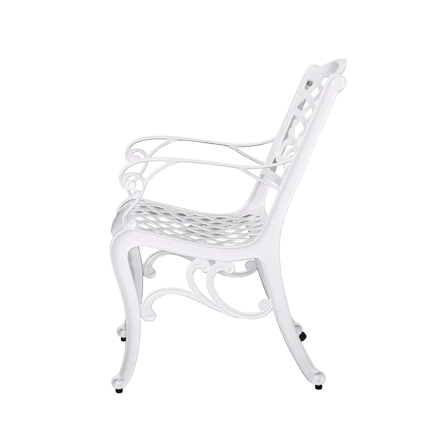 Pittman Outdoor Cast Aluminum Arm Chair, Set of 2, White