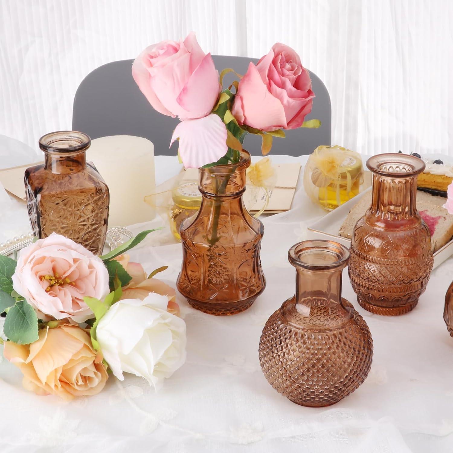 Bud Vases Set of 12, Small Glass Vases for Centerpieces, Small Flower Vases for Centerpieces, Vintage Mini Vase, Clear Bud Vase for Wedding Table Decor
