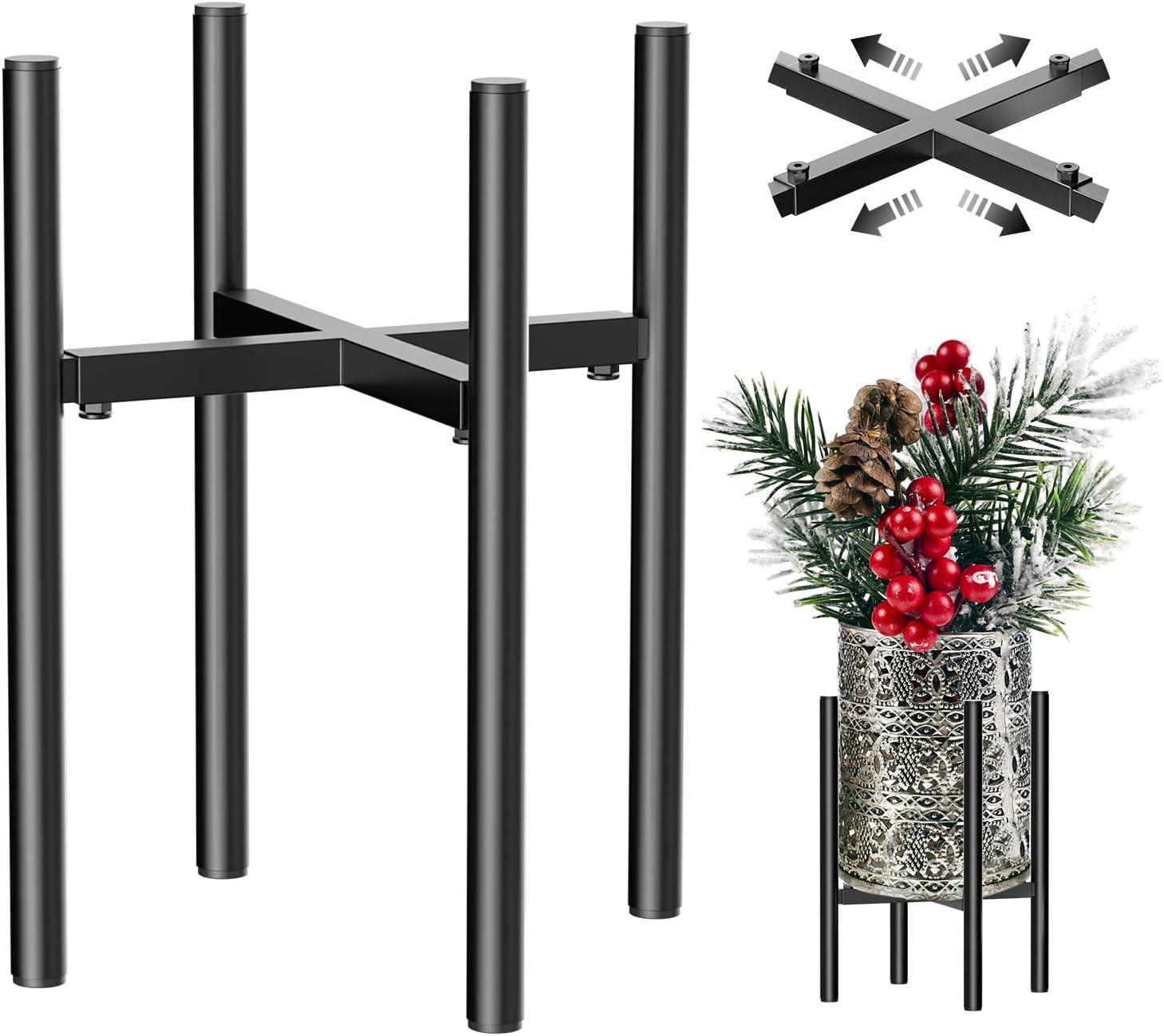 Metal Plant Stands for Indoor Plants Adjustable for 8 9 10 11 12 inches Planter Mid Century Stable Stylish Corner Plant Stand for Outdoor, Gold 1Pack, Pot not Included