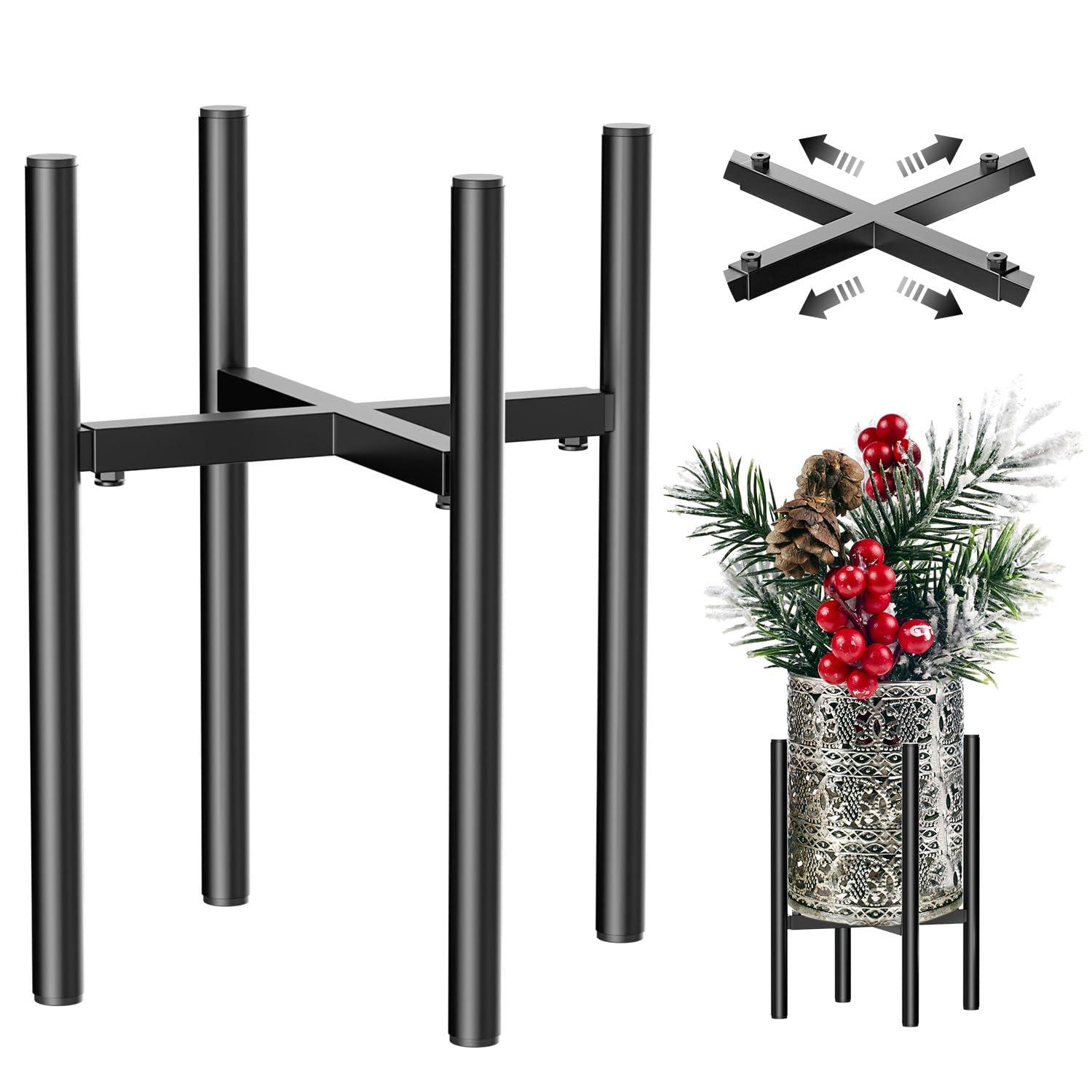 Metal Plant Stands for Indoor Plants Adjustable for 8 9 10 11 12 inches Planter Mid Century Stable Stylish Corner Plant Stand for Outdoor, Gold 1Pack, Pot not Included