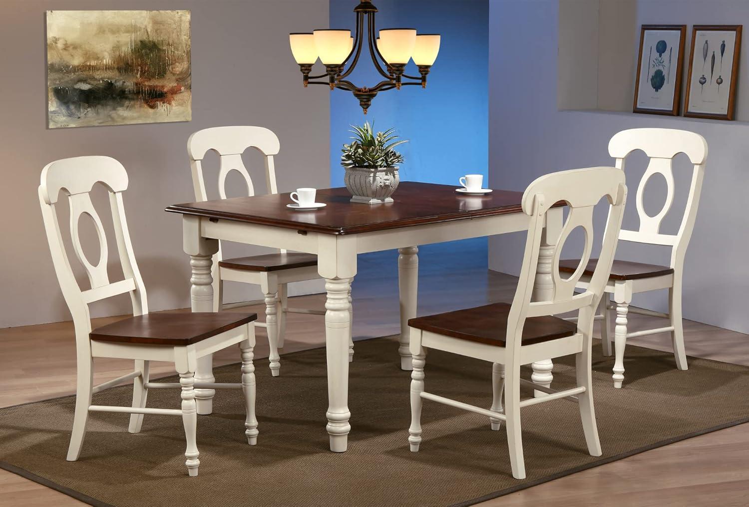 Andrews 60" Rectangle Extendable Butterfly Dining Table Antique White/Brown Wood