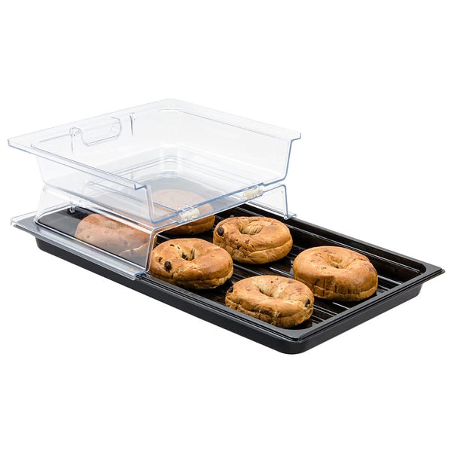 TrueCraftware- 21" x 13" x 3" Full Size Polycarbonate Hinged Dome Cover Opens on both ends Clear Color- Food Pan Cover Pastry Cover Display Cover Serving Platter Cover Clear Food Pan Cover