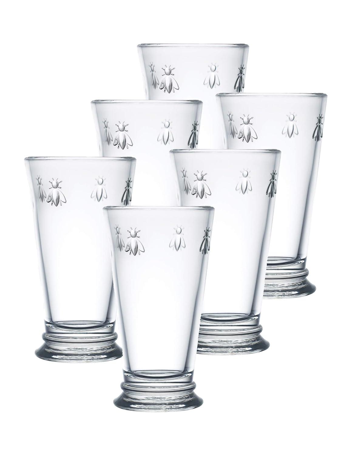 La Rochere Napoleon Bee Double Old Fashioned Tumbler Set of 6 – La Rochere Bee Glassware Sets – Fancy Glassware Drinking Glasses (15 oz)
