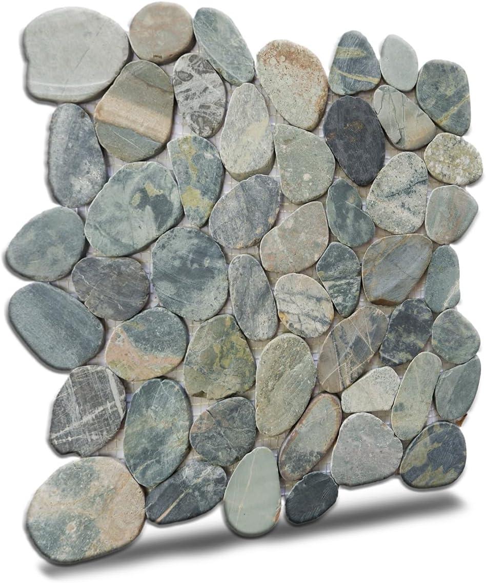 b.o.i Hawaii 12" x 12" Natural Stone Pebbles Mosaic Wall & Floor Tile