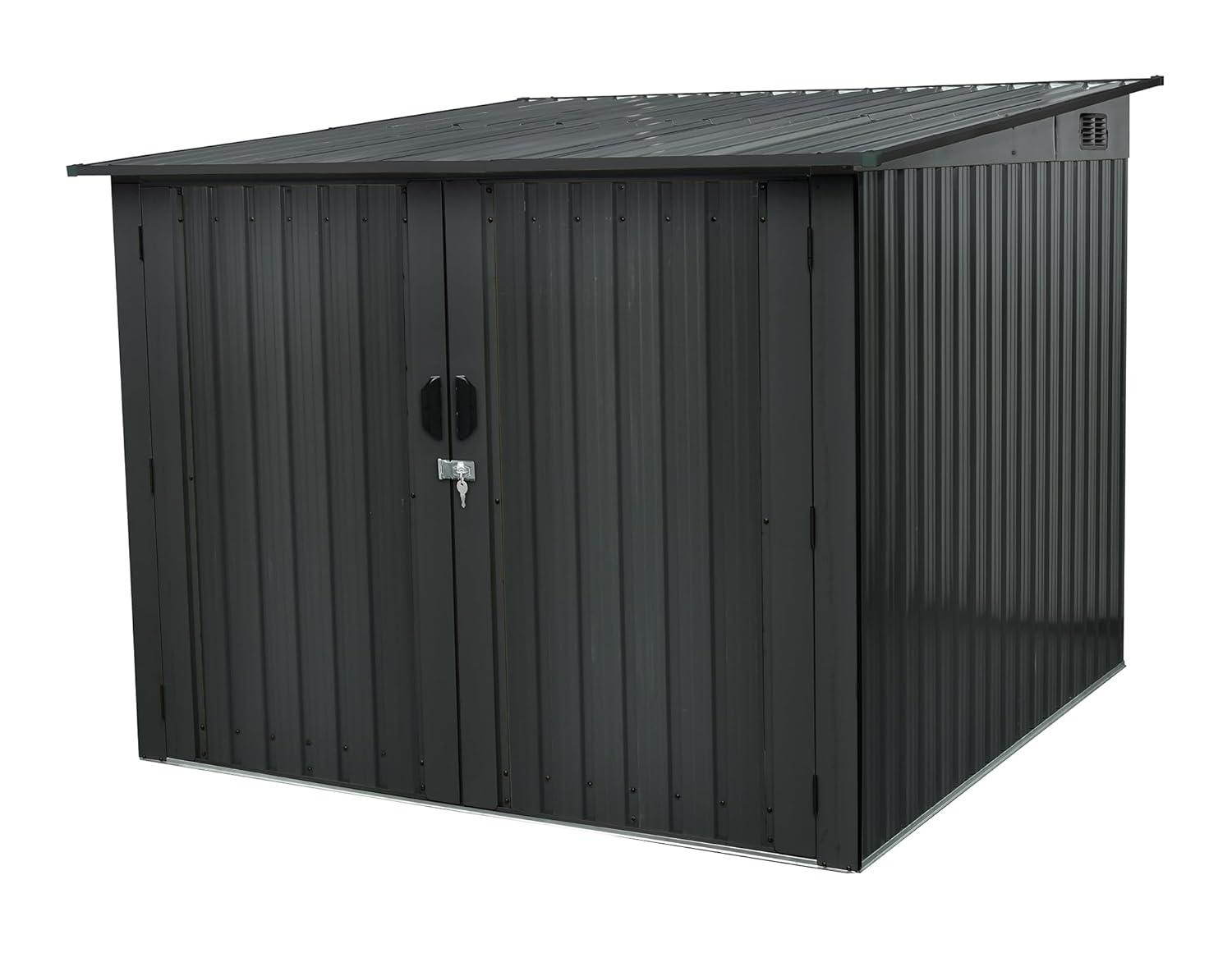 Hanover 6 ft. 9 in. W x 6 ft. 8 in. D Metal Horizontal Bike Shed