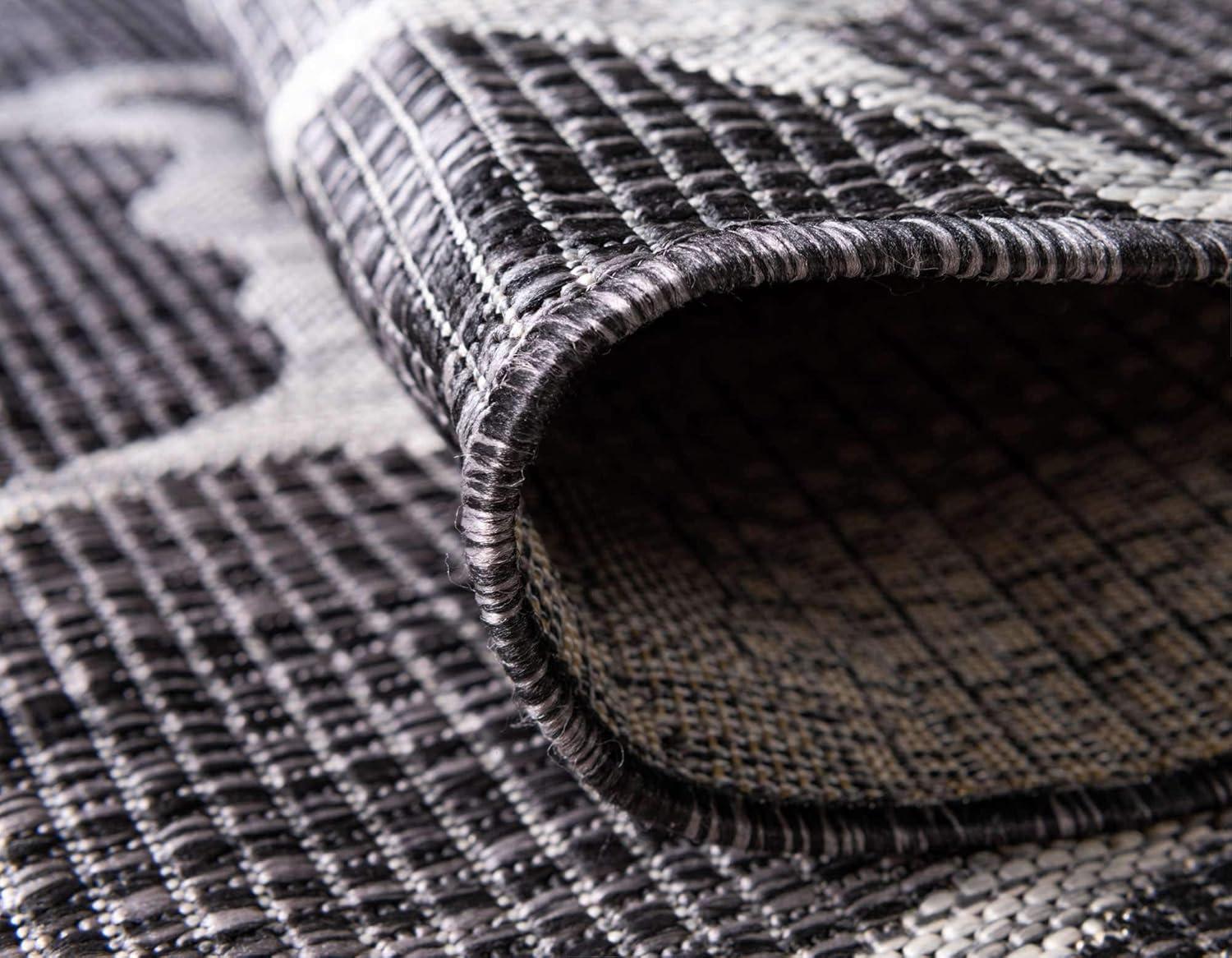 Unique Loom 6' 1 x 9' 0 Rectangle Indoor/Outdoor Safari Charcoal Gray Area Rug