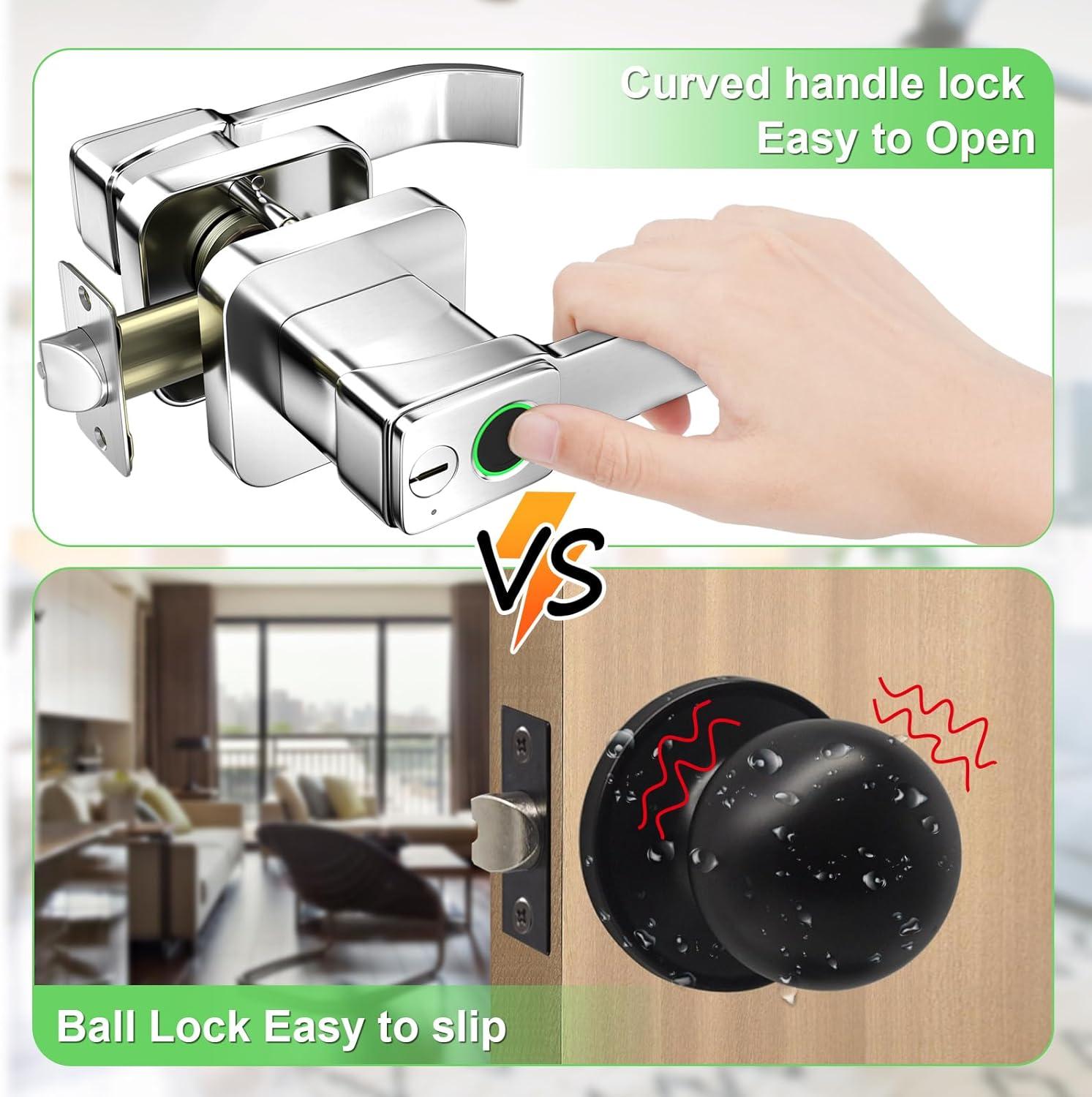 Black Smart Biometric Fingerprint Door Lock with App Control