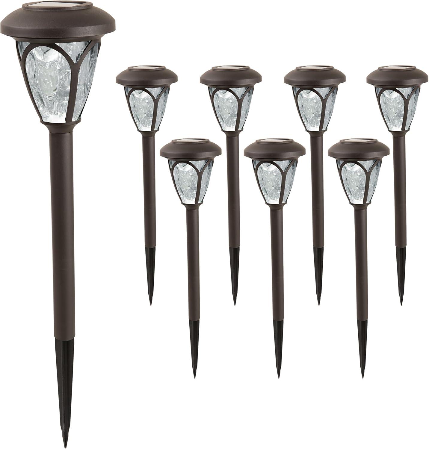 17" Brown Solar Powered LED Pathway Light Set of 8