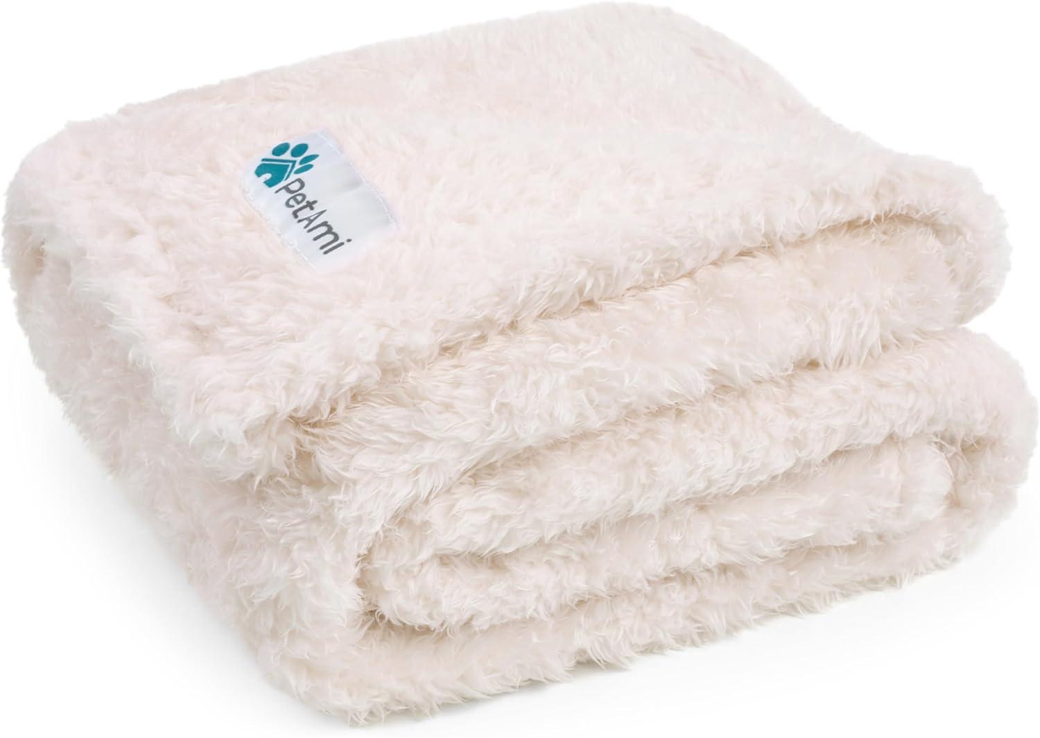 PetAmi Beige Medium Waterproof Faux Shearling Dog Blanket