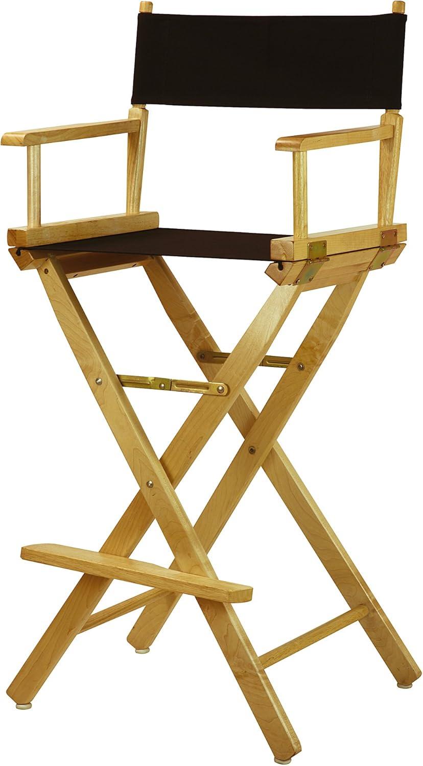 HomeStock 30" Director'S Chair Natural Frame-Black Canvas