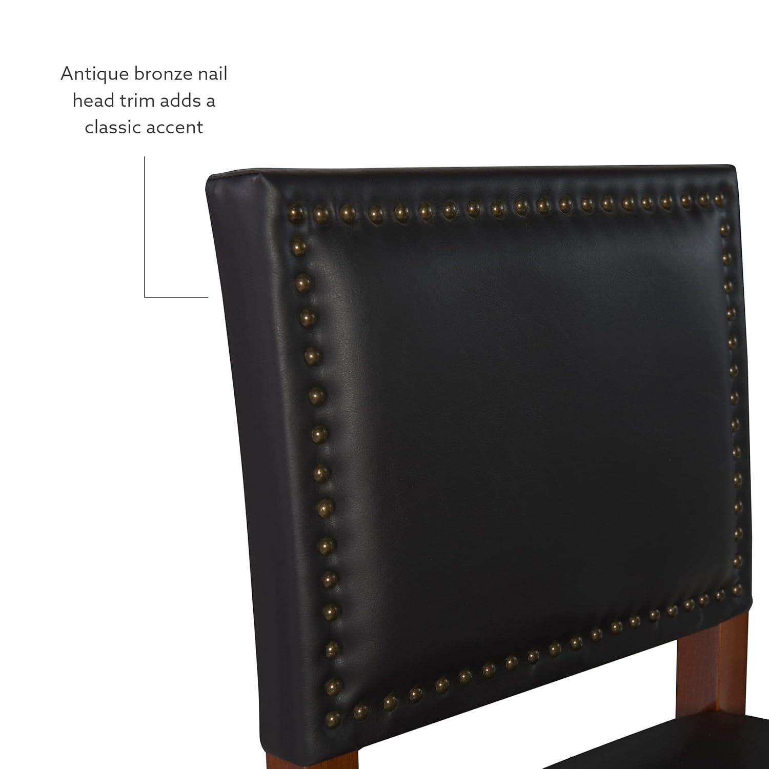 29" Brook Padded Back and Seat Faux Leather Barstool Hardwood/Black - Linon