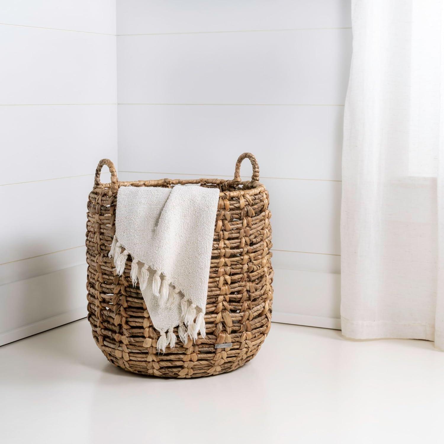 Laurel Hand-Woven Brown Abaca Round Storage Basket