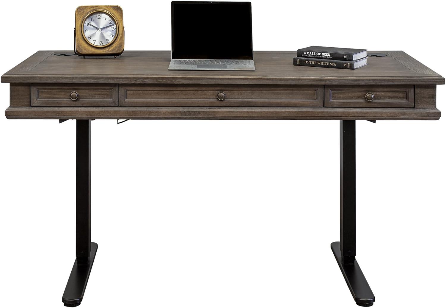 Carson Traditional Brown Adjustable Height Home Office Desk with USB