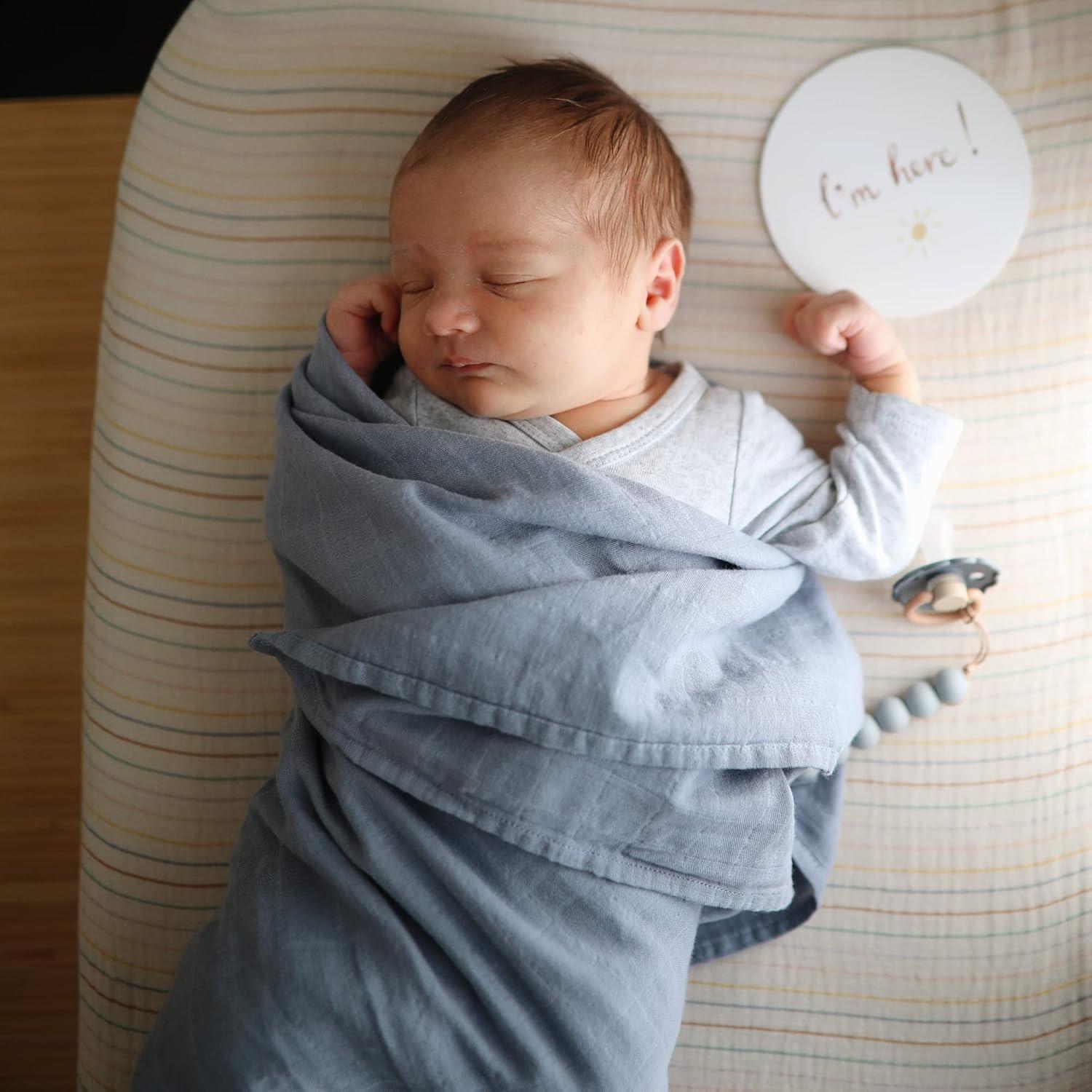 Mushie Muslin Swaddle Blanket Organic Cotton - Tradewinds