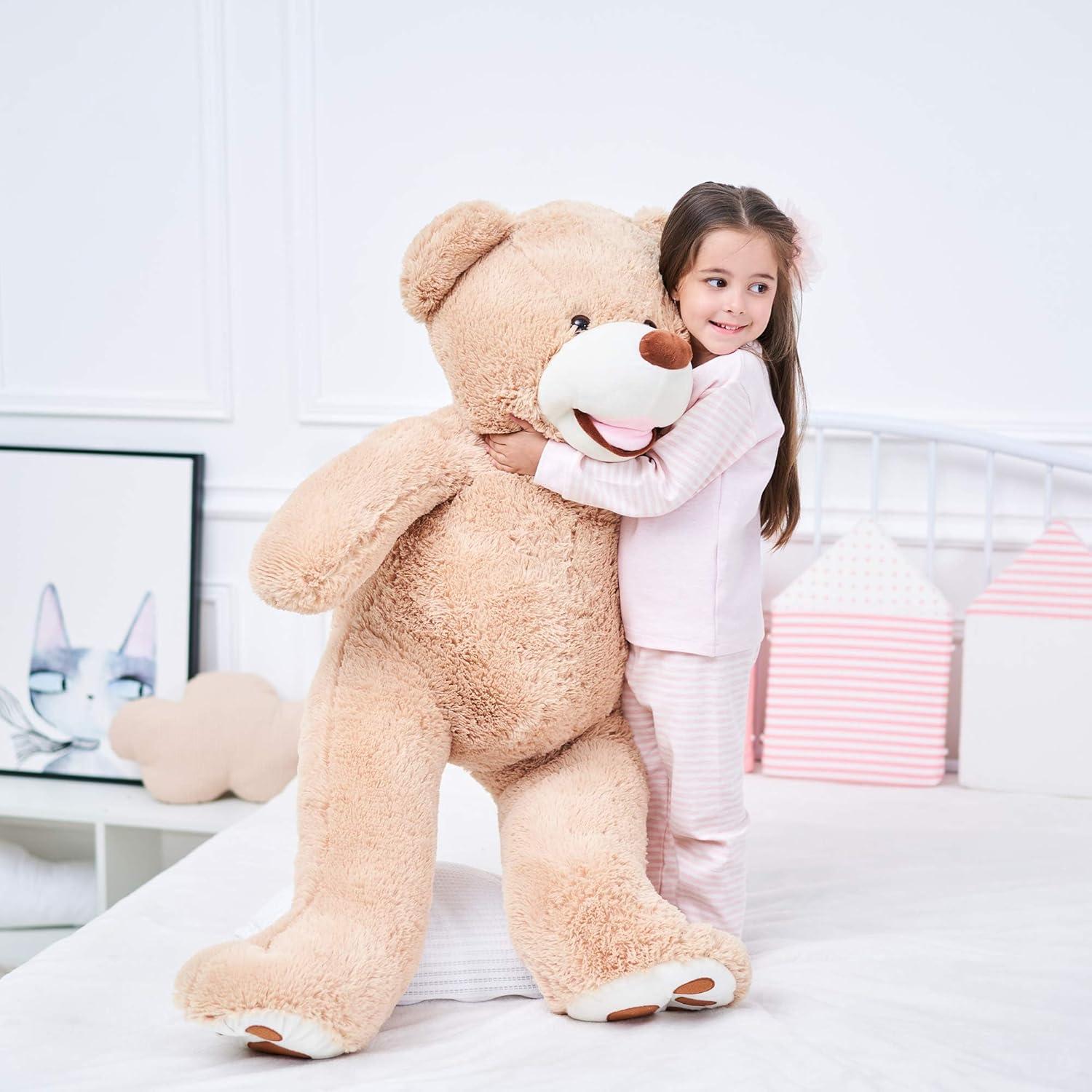 IKASA Giant Teddy Bear Stuffed Animal Plush Toy,Large Jumbo 39" Brown Huge Cute Soft Toys,Big Size Fluffy Plushy Fat Oversized Plushie,Gifts for Kids Girls Boys Girlfriend Children