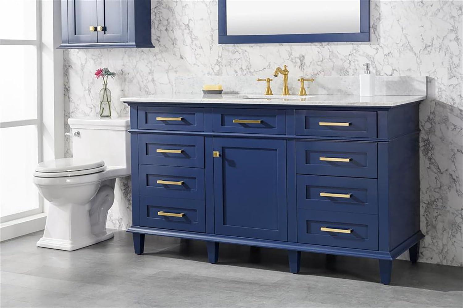 Legion Furniture 60" MDF/Veneer Wood Single Sink Vanity Cabinet in Blue