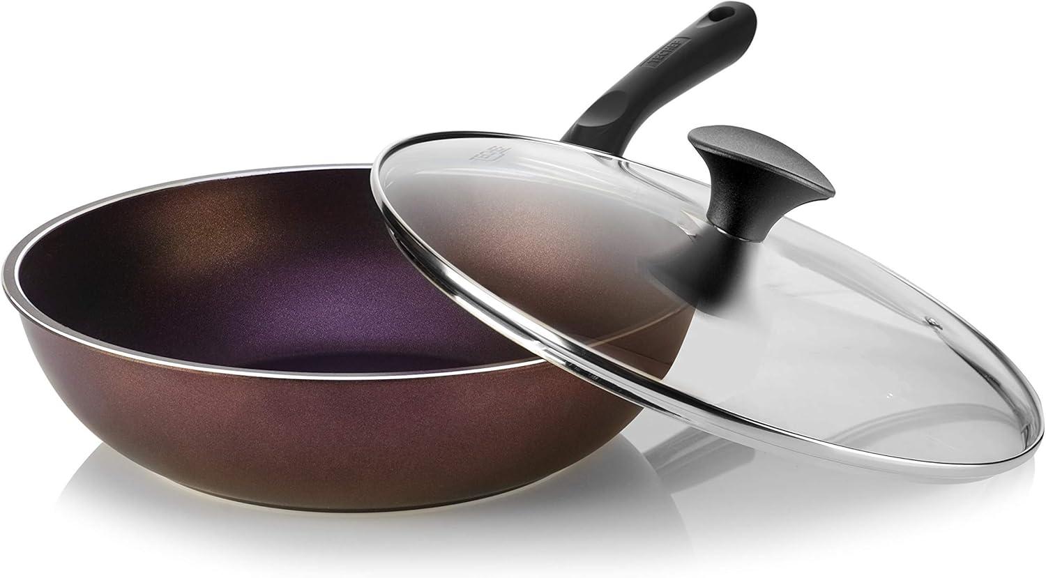 TECHEF 12" Purple Nonstick Aluminum Wok with Lid