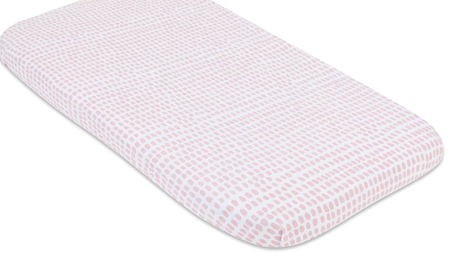Ely's & Co. Baby Fitted Waterproof Crib Sheet  100% Combed Jersey Cotton  Mauve Pink Stripes & Splash 2 Pack