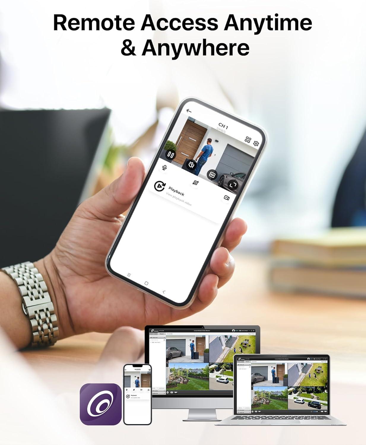 Security Camera System Outdoor with AI Human/Vehicle Detection, 2MP HD 1920TVL Wired CCTV Surveillance Camera System, H.265+ 8CH DVR & 1TB Hard Drive, Smart Playback, Remote Access, Email Alert