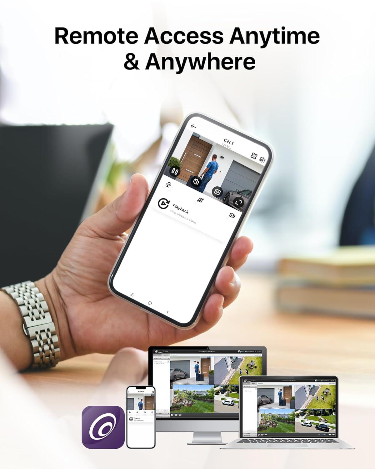 Security Camera System Outdoor with AI Human/Vehicle Detection, 2MP HD 1920TVL Wired CCTV Surveillance Camera System, H.265+ 8CH DVR & 1TB Hard Drive, Smart Playback, Remote Access, Email Alert