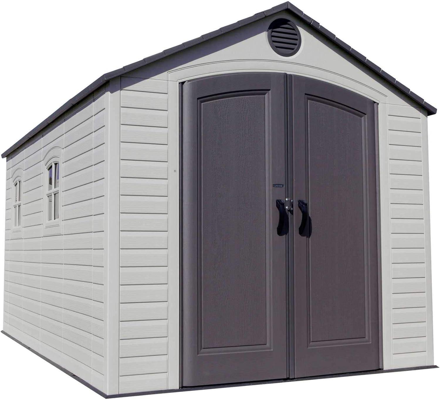 Lifetime 8 ft. x 12.5 ft. Polyethylene Outdoor Double Door Storage Shed - 6402