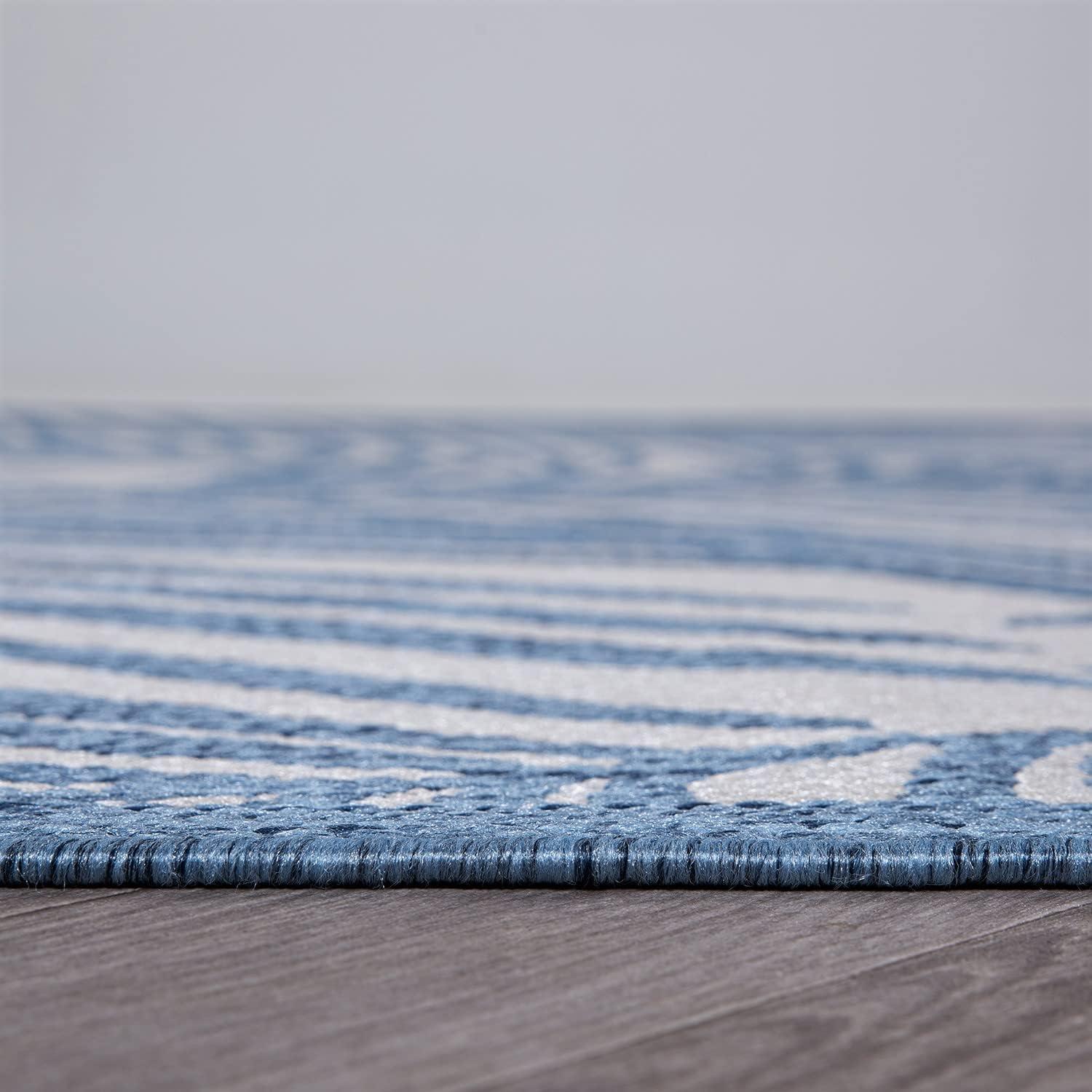 World Rug Gallery Contemporary Palm Leaf Textured Flat Weave Indoor/Outdoor Area Rug - NAVY 2'x3'