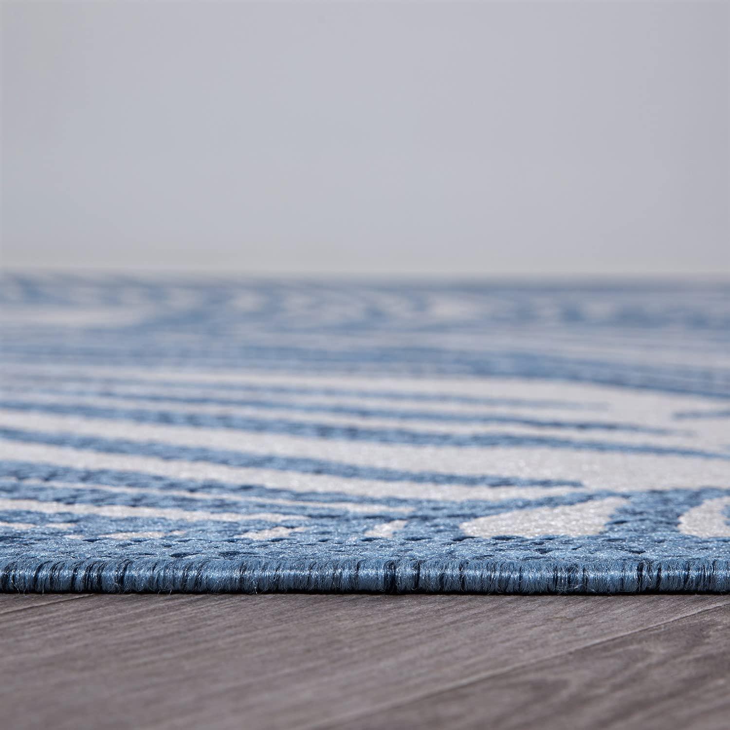 World Rug Gallery Contemporary Palm Leaf Textured Flat Weave Indoor/Outdoor Area Rug - NAVY 2'x3'