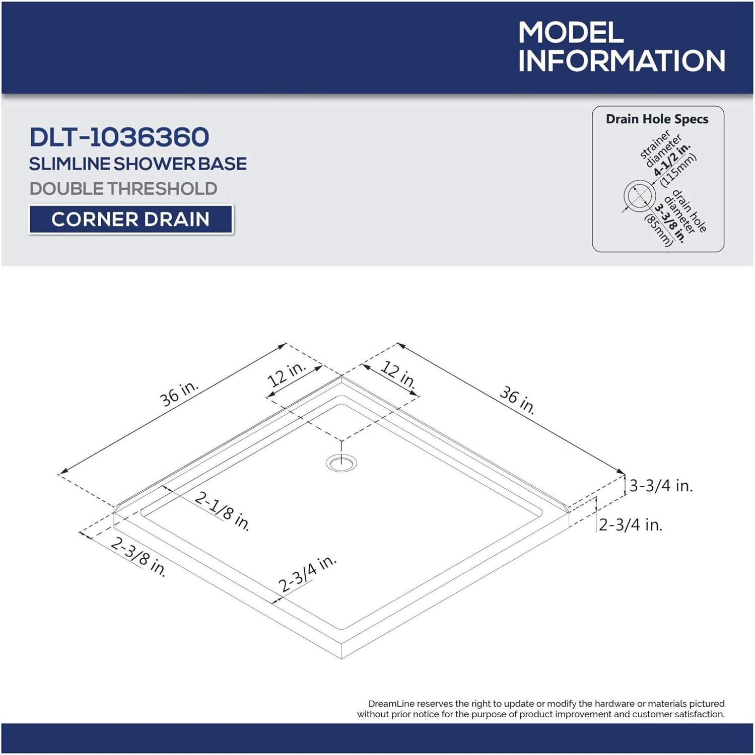 French Corner 36" W x 36" D x 74.75" H Framed Square Shower Kit