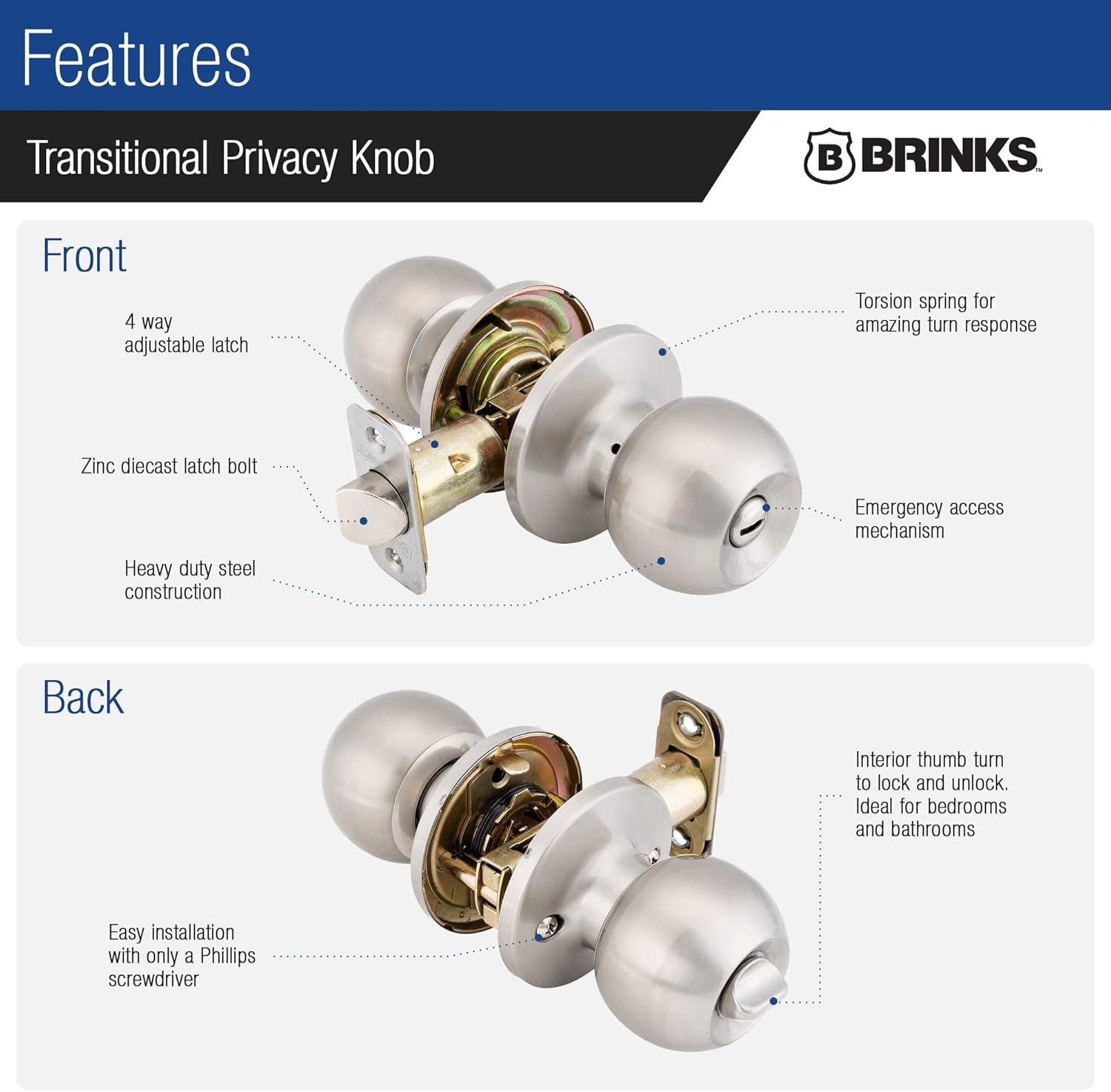 Brinks Raleigh Series Privacy Transitional Ball Knob