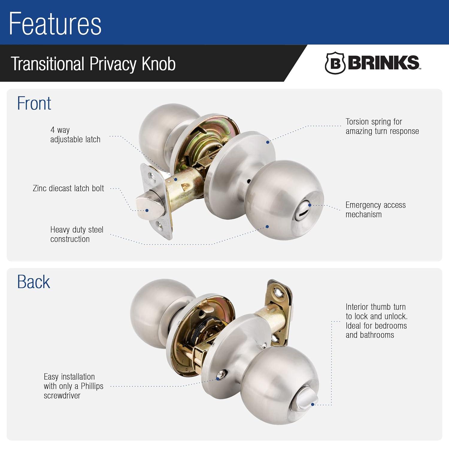 Brinks Raleigh Series Privacy Transitional Ball Knob