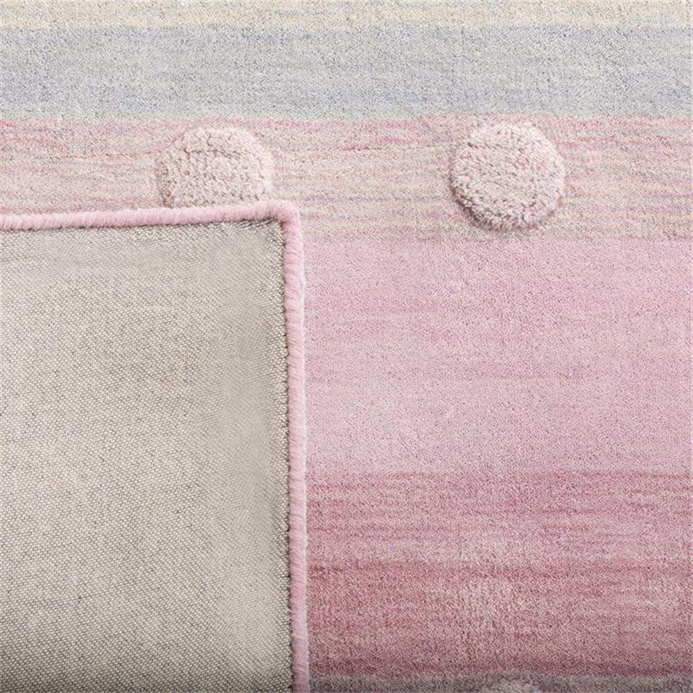 SAFAVIEH Kids Jayde Geometric Striped Wool Area Rug, Light Blue/Pink, 3' x 5'