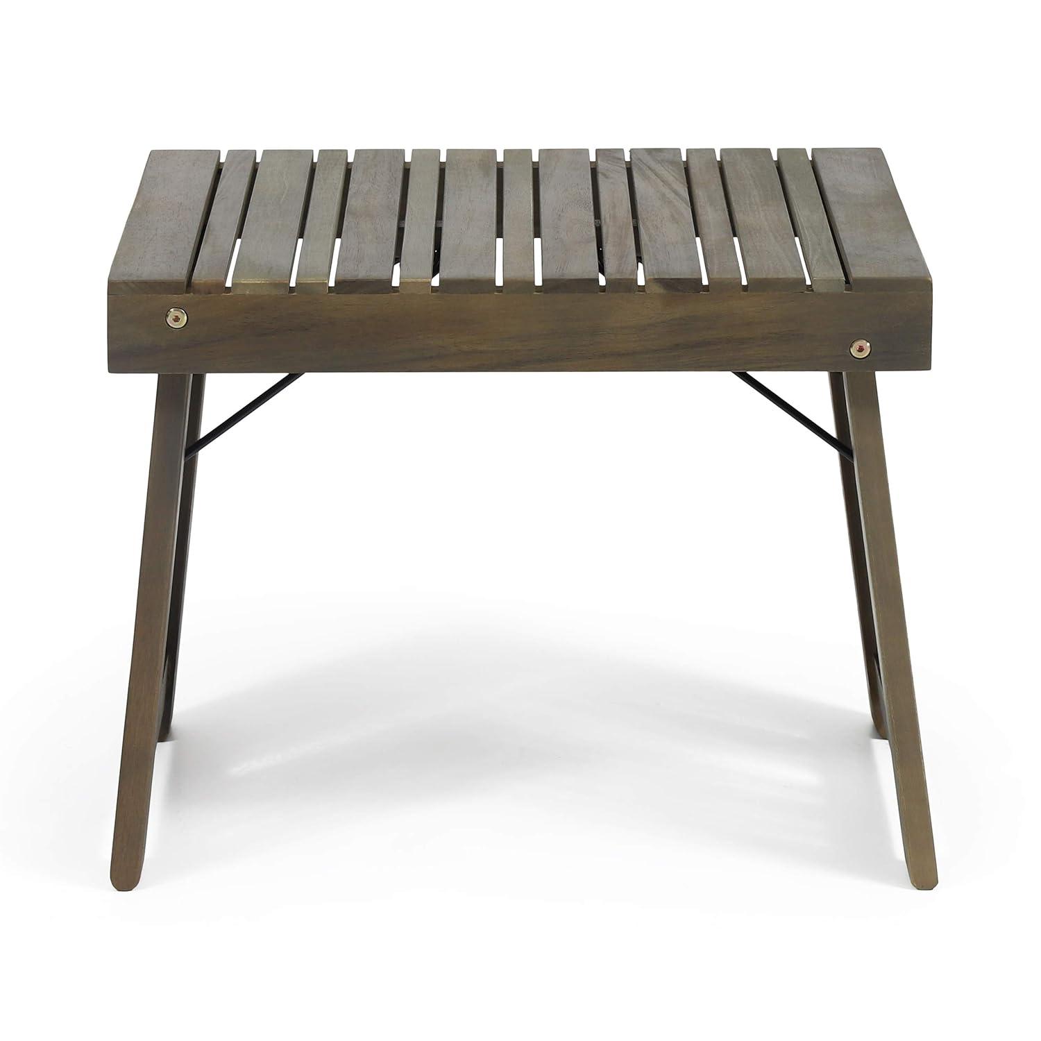 Kyoto Acacia Wood Folding Side Table: Compact, Water-Resistant Patio Furniture - Christopher Knight Home