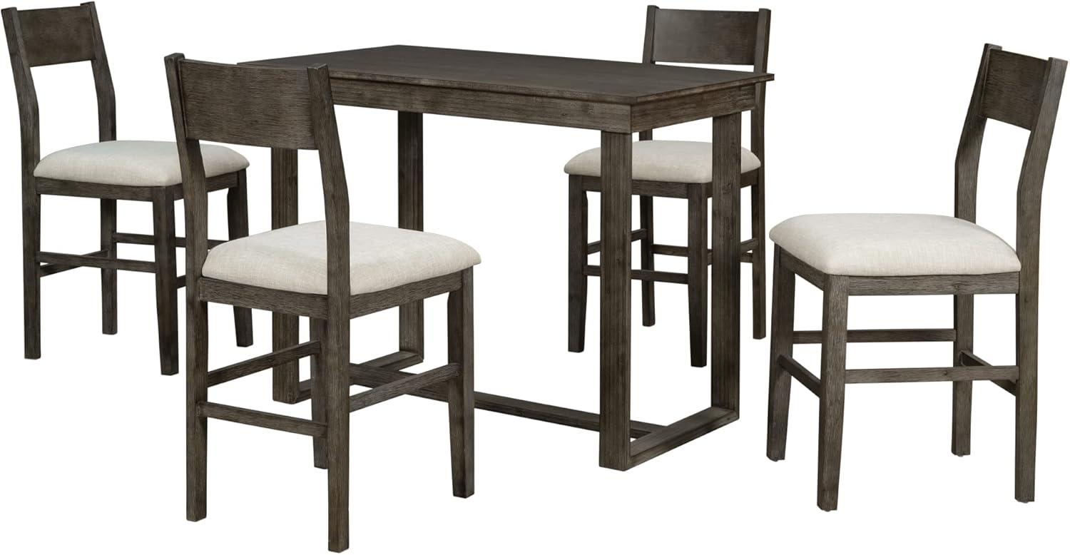 Gray Counter Height Dining Set with Upholstered Chairs