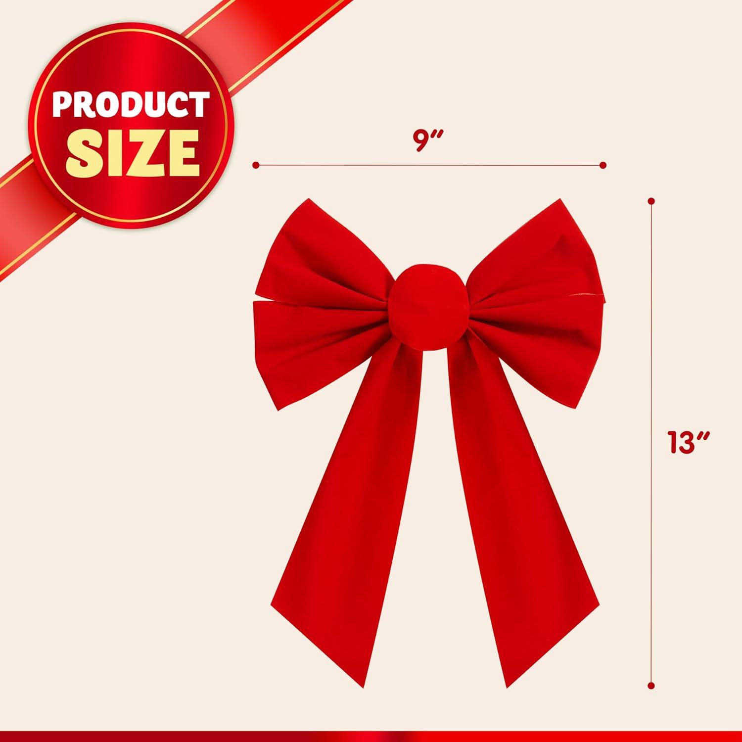 JOYFY 12pcs Christmas Red Velvet Bow Decoration for Christmas Party