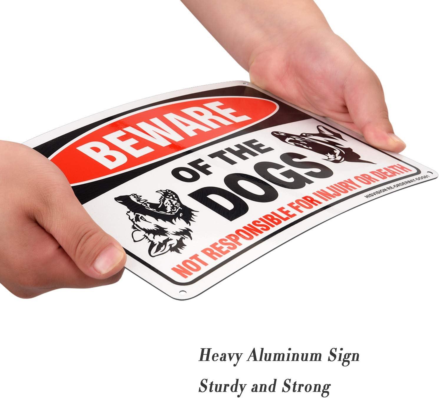 Beware of Dog Sign, 2 Pack 10"x 7" Rust Free .40 Aluminum, UV Printed- Professional Graphics- Easy to Mount- Indoor Or Outdoor Use- Beware of Dog Warning Signs for Home and Business